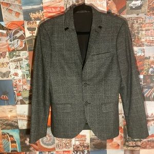 H&M Men’s Gray Slim Fit Blazer with elbow patches Size 34R